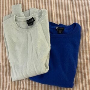 Bloomingdale's Women's Crewneck Sweater Set - Blue and Cream